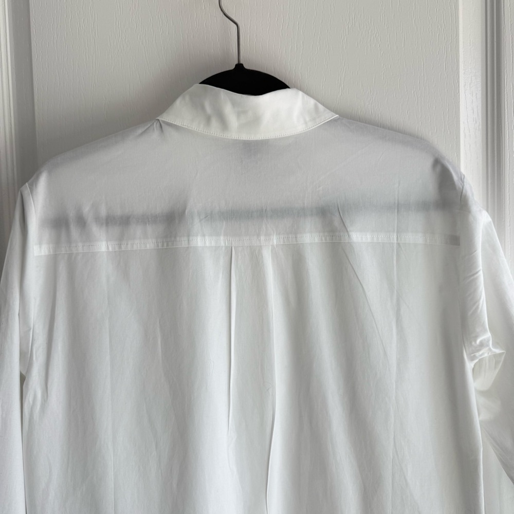 NWT Scoop Shirt Dress Mix Media Poplin Suiting Mini Oversized Long Sleeve Sz XS - Picture 11 of 16